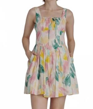 NEW AUREUM women's watercolor mini dress in multicolor